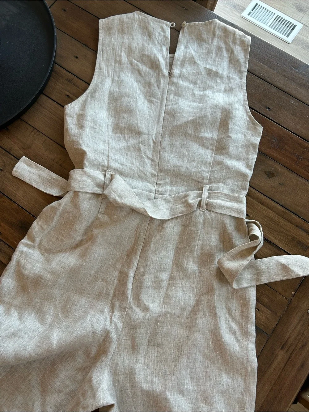 Reformation Naomi Linen Tan Belted Jumpsuit 6 Petite
